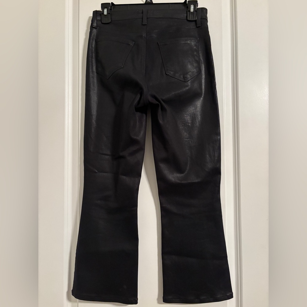 L'AGENCE High Rise Kendra “CROPPED”Flare Coated Jeans- SIZE 27- Black- - Picture 2 of 5